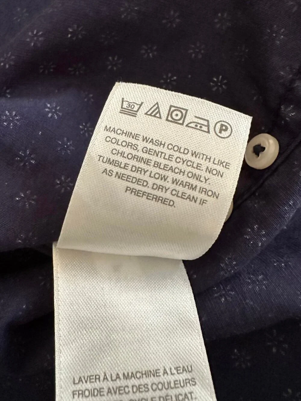 J.Crew Men’s Navy Blue Floral Cotton Poplin Short Sleeve Shirt- LARGE